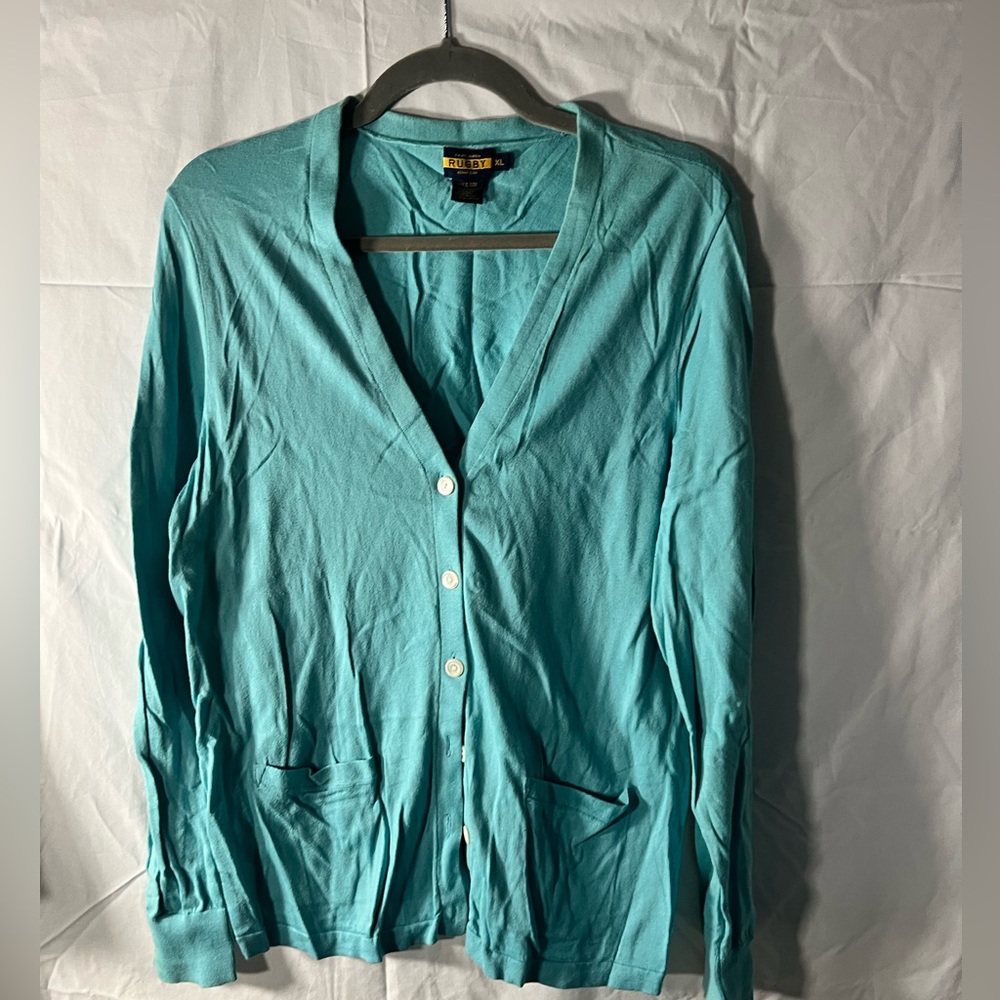 Turquoise blue cotton cardigan by Rugby Ralph Lauren